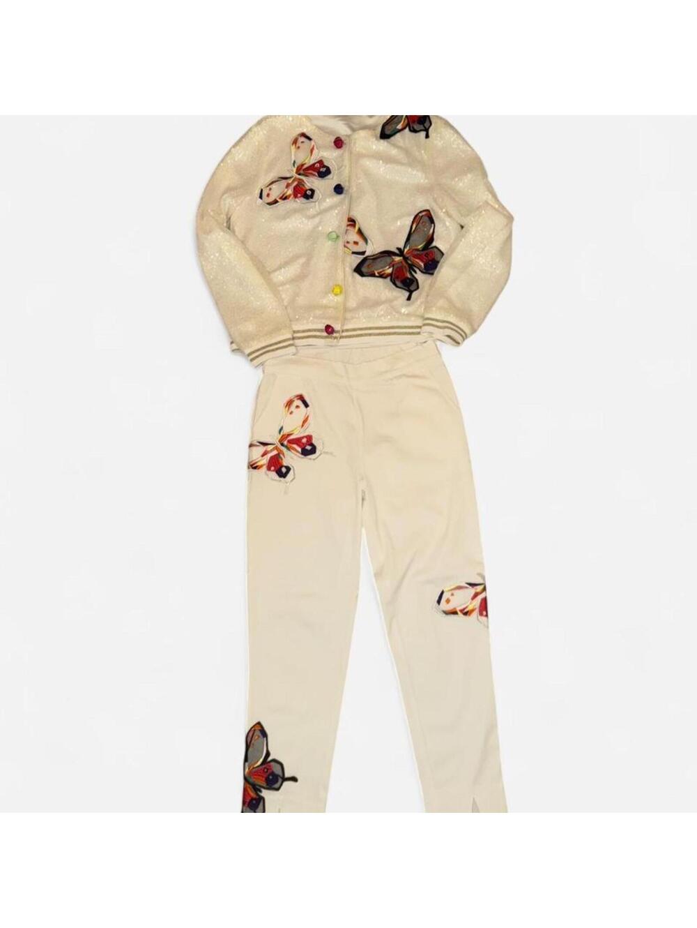 Vintage Alberto Makali white butterfly embroidered Jacket & Pants